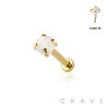 GOLD PLATED OPAL PRONG SET TOP PUSH-IN THREADLESS 316L SURGICAL STEEL LABRET/MONROE